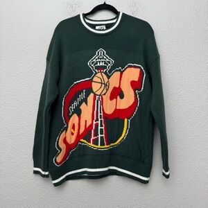 ADAM FREAK NBA Seattle Supersonics Crewneck Sweater Green Streetwear Size Medium